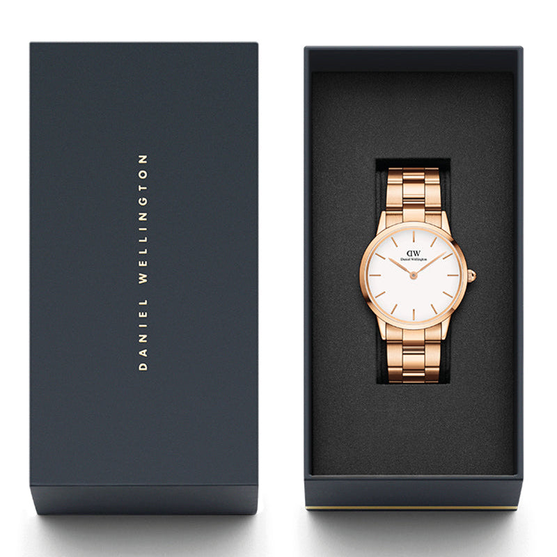  Shop Authentic Daniel Wellington Iconic Link White Dial Rose Gold Steel Strap Watch for Women - DW00100213 - Luxxuri