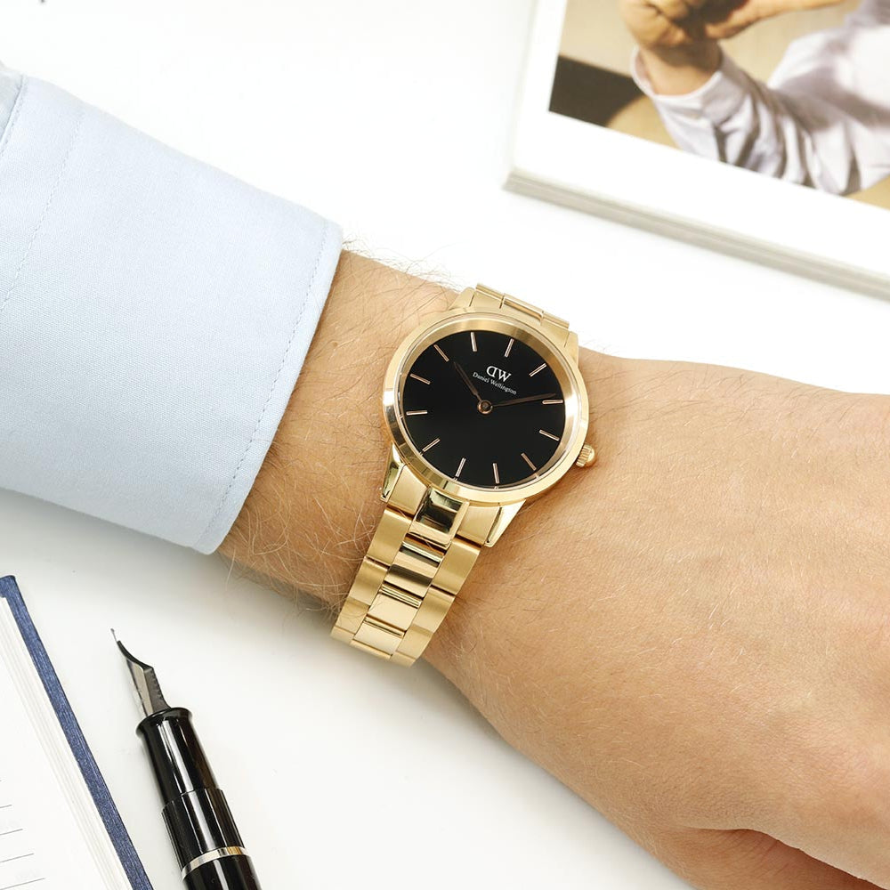  Shop Authentic Daniel Wellington Iconic Link Black Dial Rose Gold Steel Strap Watch for Women - DW00100210 - Luxxuri