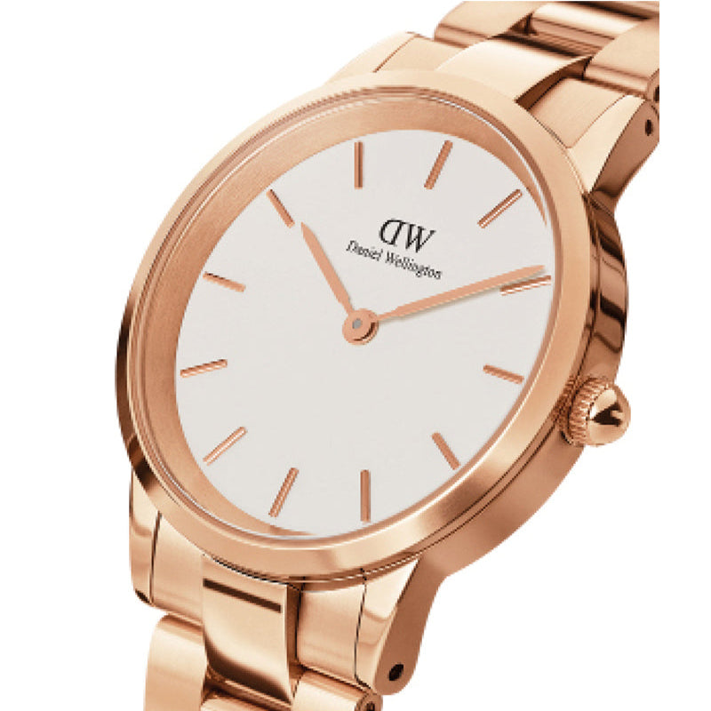  Shop Authentic Daniel Wellington Iconic Link White Dial Rose Gold Steel Strap Watch For Women - DW00100211 - Luxxuri