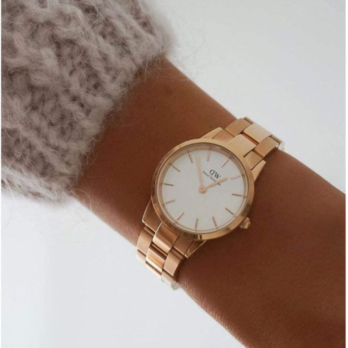  Shop Authentic Daniel Wellington Iconic Link White Dial Rose Gold Steel Strap Watch For Women - DW00100211 - Luxxuri