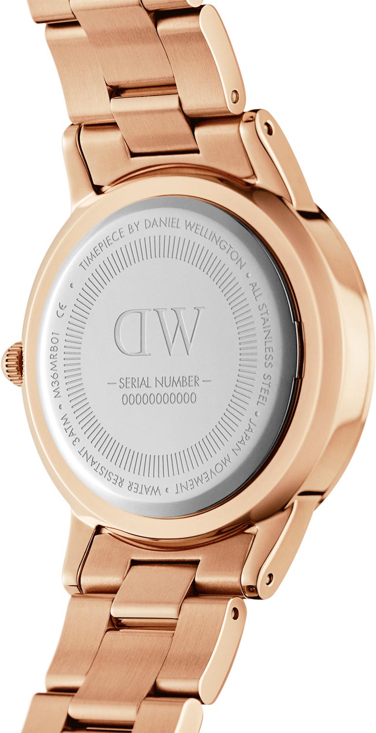 Daniel Wellington Iconic Link White Dial Rose Gold Steel Strap Watch for Women - DW00100213