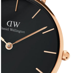  Shop Authentic Daniel Wellington Classic Petite Melrose Black Dial Rose Gold Mesh Bracelet Watch For Women - DW00100217 - Luxxuri