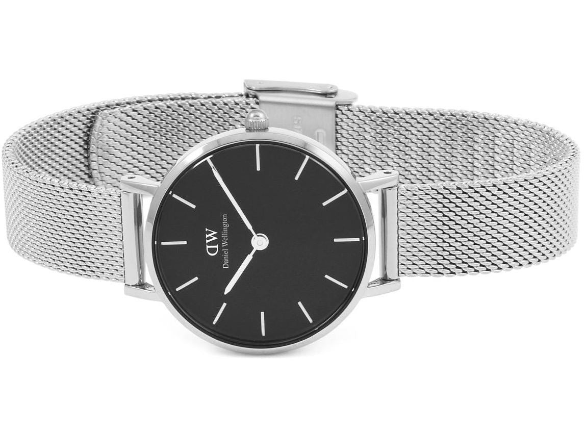  Shop Authentic Daniel Wellington Petite Sterling Black Dial Silver Mesh Bracelet Watch For Women - DW00100218 - Luxxuri