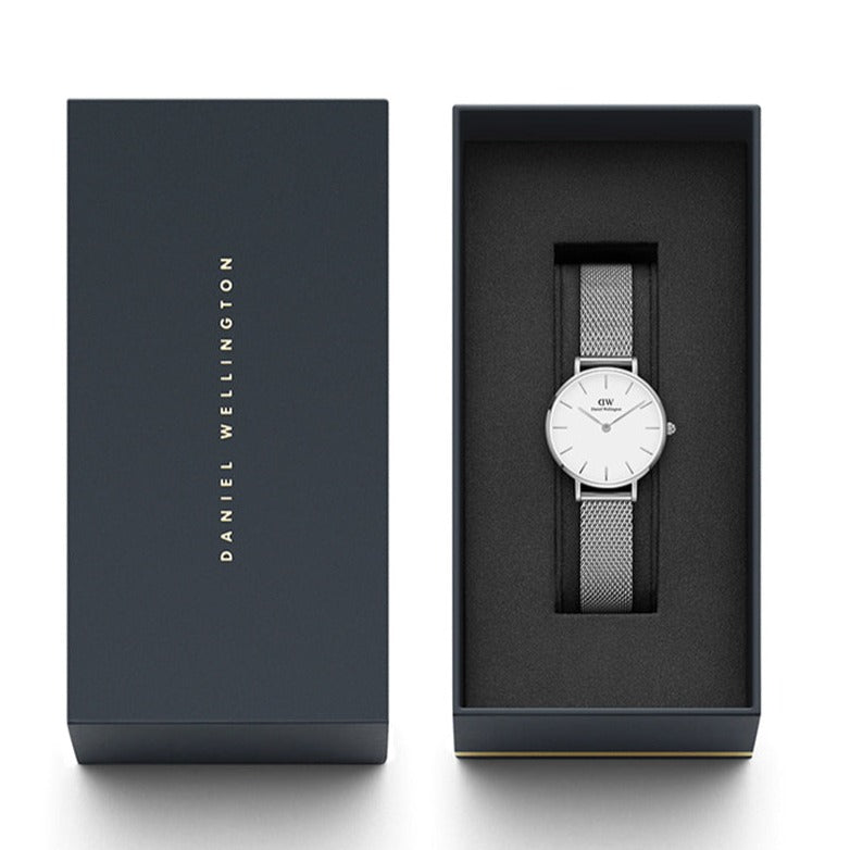  Shop Authentic Daniel Wellington Petite Sterling White Dial Silver Mesh Bracelet Watch For Women - DW00100220 - Luxxuri