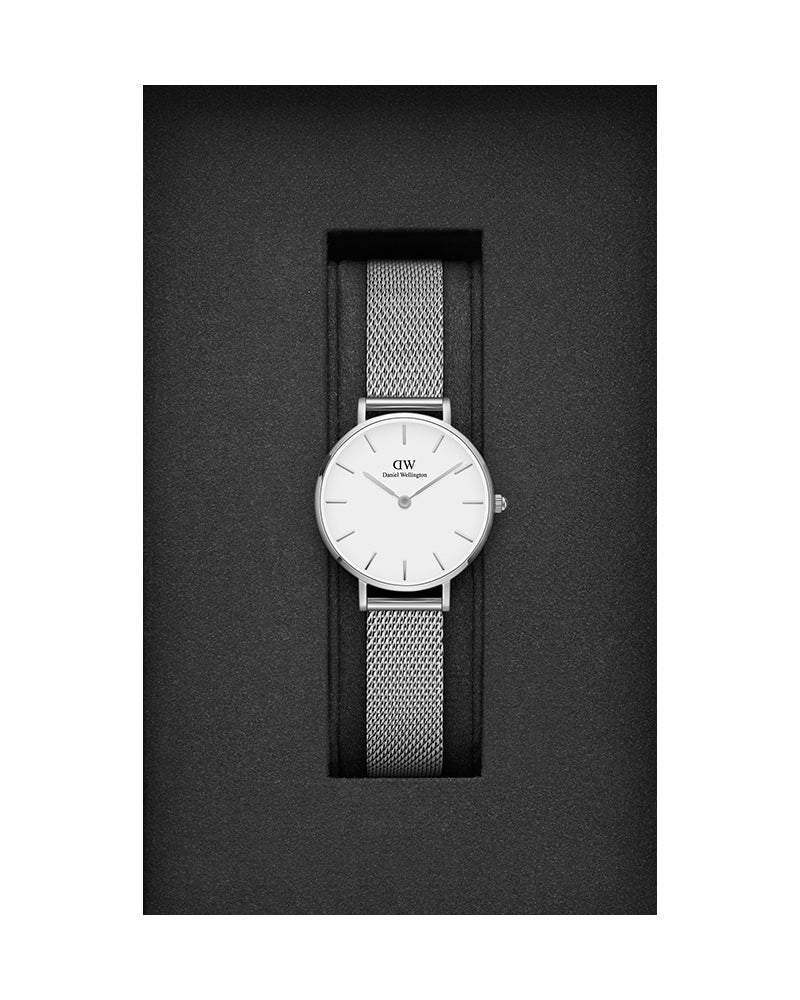  Shop Authentic Daniel Wellington Petite Sterling White Dial Silver Mesh Bracelet Watch For Women - DW00100220 - Luxxuri