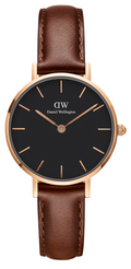  Shop Authentic Daniel Wellington Classic Petite St Mawes Black Dial Brown Leather Strap Watch For Women - DW00100225 - Luxxuri