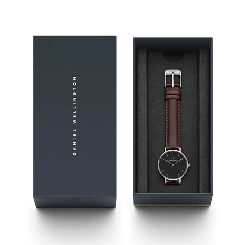  Shop Authentic Daniel Wellington Classic Petite Bristol Black Dial Brown Leather Strap Watch For Women - DW00100233 - Luxxuri