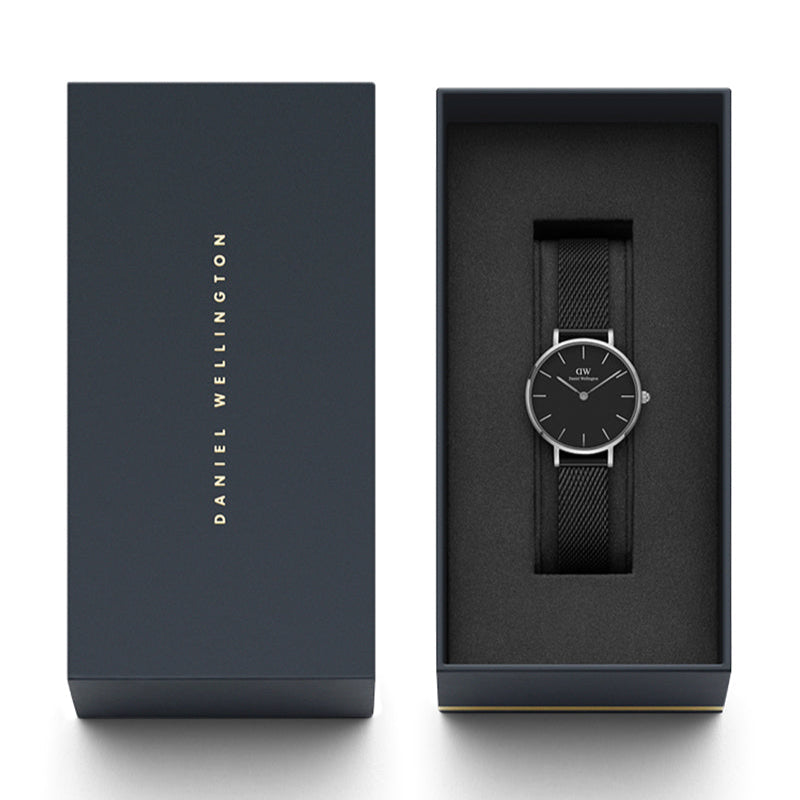 Shop Authentic Daniel Wellington Petite Ashfield Black Dial Black Mesh Strap Watch For Women - DW00100246 - Luxxuri