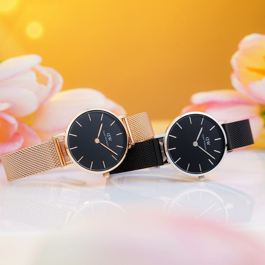  Shop Authentic Daniel Wellington Petite Ashfield Black Dial Black Mesh Strap Watch For Women - DW00100246 - Luxxuri