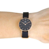  Shop Authentic Daniel Wellington Petite Cornwall Black Dial Black Nylon Strap Watch for Women - DW00100247 - Luxxuri