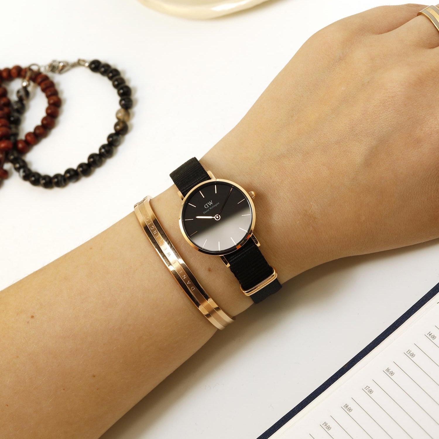  Shop Authentic Daniel Wellington Petite Cornwall Black Dial Black Nylon Strap Watch for Women - DW00100247 - Luxxuri