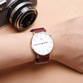  Shop Authentic Daniel Wellington Classic Roselyn White Dial Maroon Nylon Strap Watch For Women - DW00100267 - Luxxuri