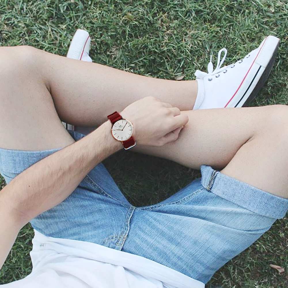  Shop Authentic Daniel Wellington Classic Roselyn White Dial Maroon Nylon Strap Watch For Women - DW00100267 - Luxxuri