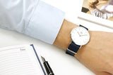  Shop Authentic Daniel Wellington Classic Bayswater White Dial Blue NATO Strap Watch For Men - DW00100276 - Luxxuri