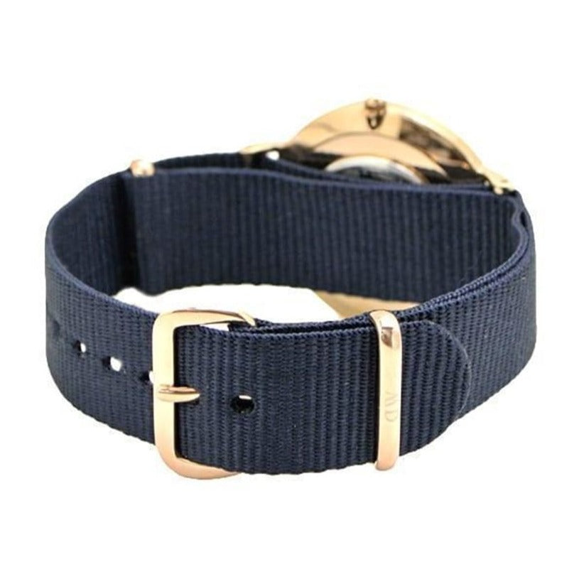  Shop Authentic Daniel Wellington Classic Bayswater White Dial Navy Blue NATO Strap Watch For Women - DW00100279 - Luxxuri