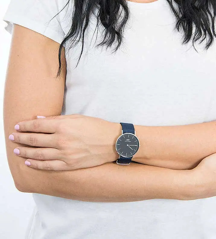  Shop Authentic Daniel Wellington Classic Bayswater Black Dial Black NATO Strap Watch For Women - DW00100282 - Luxxuri