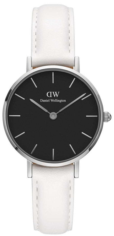  Shop Authentic Daniel Wellington Classic Petite Bondi Black Dial White Leather Strap Watch For Women - DW00100284 - Luxxuri