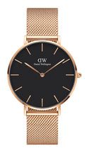  Shop Authentic Daniel Wellington Petite Melrose Black Dial Rose Gold Mesh Strap Watch For Women - DW00100303 - Luxxuri