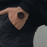  Shop Authentic Daniel Wellington Petite Melrose Black Dial Rose Gold Mesh Strap Watch For Women - DW00100303 - Luxxuri