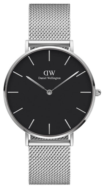  Shop Authentic Daniel Wellington Petite Sterling Black Dial Silver Mesh Bracelet Watch For Women - DW00100304 - Luxxuri