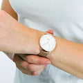  Shop Authentic Daniel Wellington Petite Melrose White Dial Rose Gold Mesh Strap Watch For Women - DW00100305 - Luxxuri