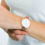  Shop Authentic Daniel Wellington Petite Melrose White Dial Rose Gold Mesh Strap Watch For Women - DW00100305 - Luxxuri
