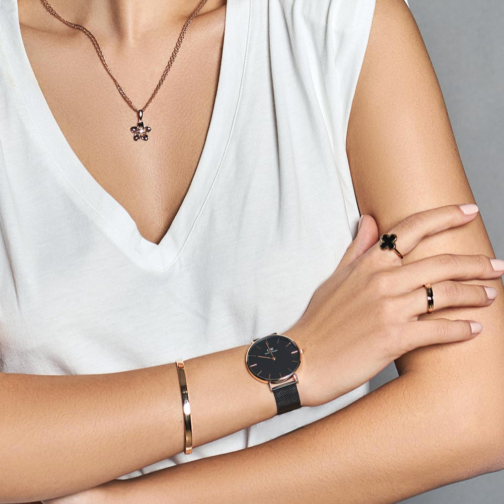  Shop Authentic Daniel Wellington Petite Ashfield Black Dial Black Mesh Strap Watch for Women - DW00100307 - Luxxuri