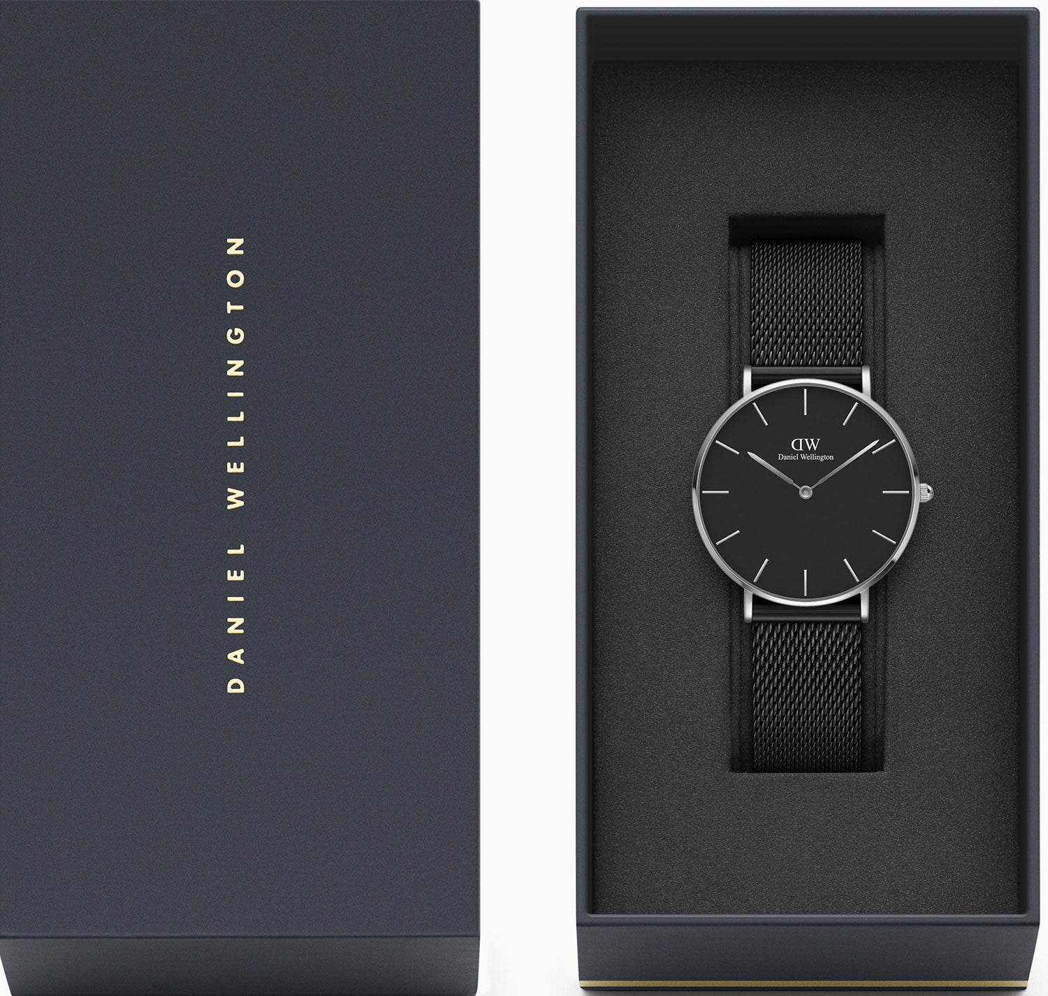  Shop Authentic Daniel Wellington Petite Ashfield Black Dial Black Mesh Strap Watch For Women - DW00100308 - Luxxuri