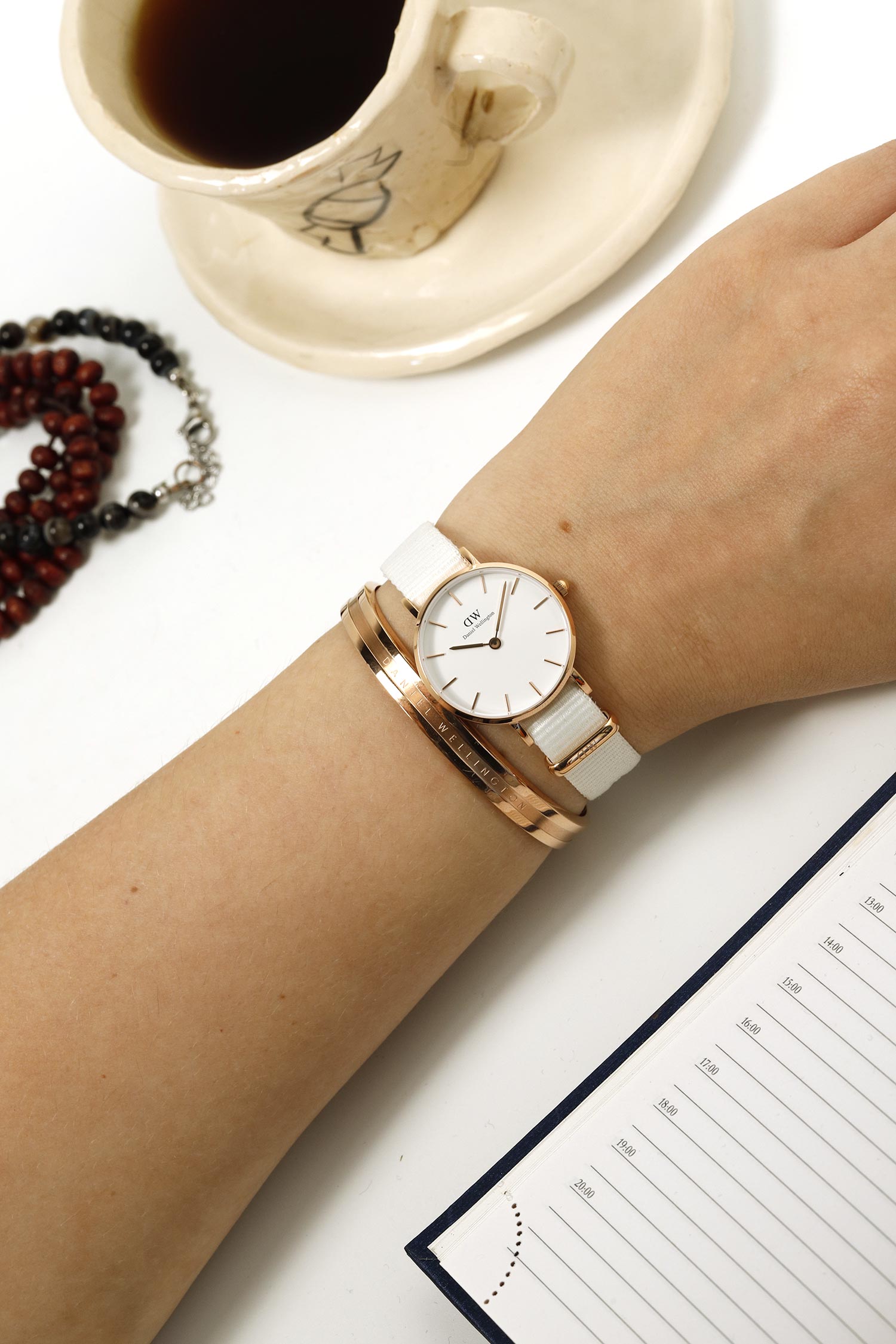  Shop Authentic Daniel Wellington Classic Petite Dover White Dial White Nylon Strap Watch For Women - DW00100313 - Luxxuri
