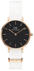  Shop Authentic Daniel Wellington Classic Petite Dover Black Dial White NATO Strap Watch For Women - DW00100314 - Luxxuri