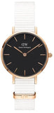  Shop Authentic Daniel Wellington Classic Petite Dover Black Dial White NATO Strap Watch For Women - DW00100314 - Luxxuri