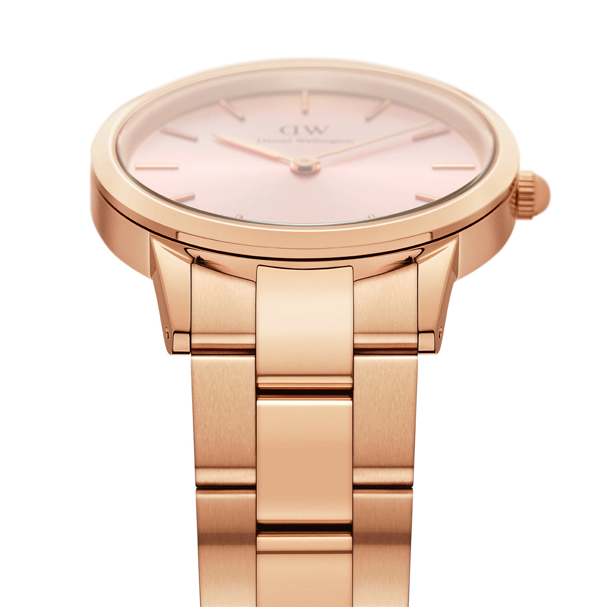  Shop Authentic Daniel Wellington Iconic Donna Pink Dial Rose Gold Steel Strap Watch For Women - DW00100331 - Luxxuri