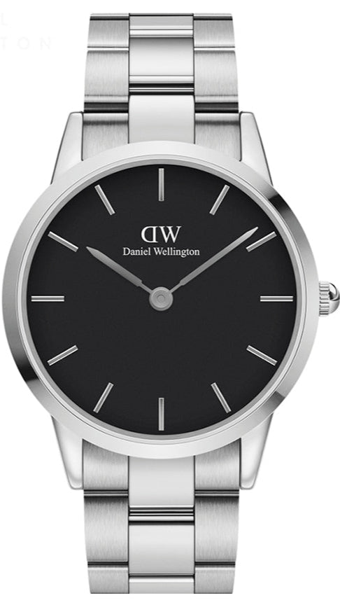  Shop Authentic Daniel Wellington Iconic Link Black Dial Silver Steel Strap Watch For Women - DW00100342 - Luxxuri
