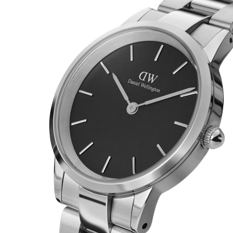  Shop Authentic Daniel Wellington Iconic Link Black Dial Silver Steel Strap Watch For Women - DW00100342 - Luxxuri