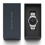  Shop Authentic Daniel Wellington Iconic Link Black Dial Silver Steel Strap Watch For Women - DW00100342 - Luxxuri