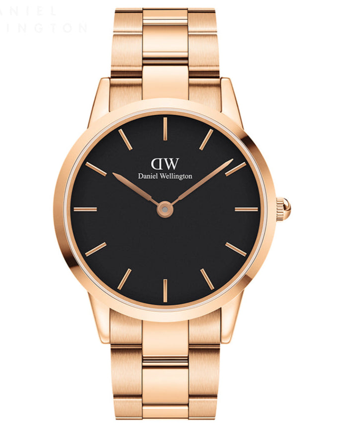  Shop Authentic Daniel Wellington Iconic Link Black Dial Rose Gold Steel Strap Watch For Men - DW00100344 - Luxxuri