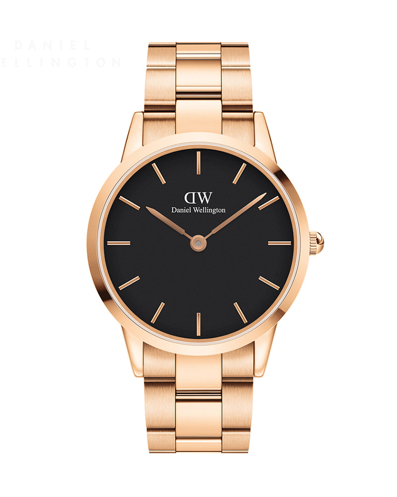  Shop Authentic Daniel Wellington Iconic Link Black Dial Rose Gold Steel Strap Watch For Men - DW00100344 - Luxxuri