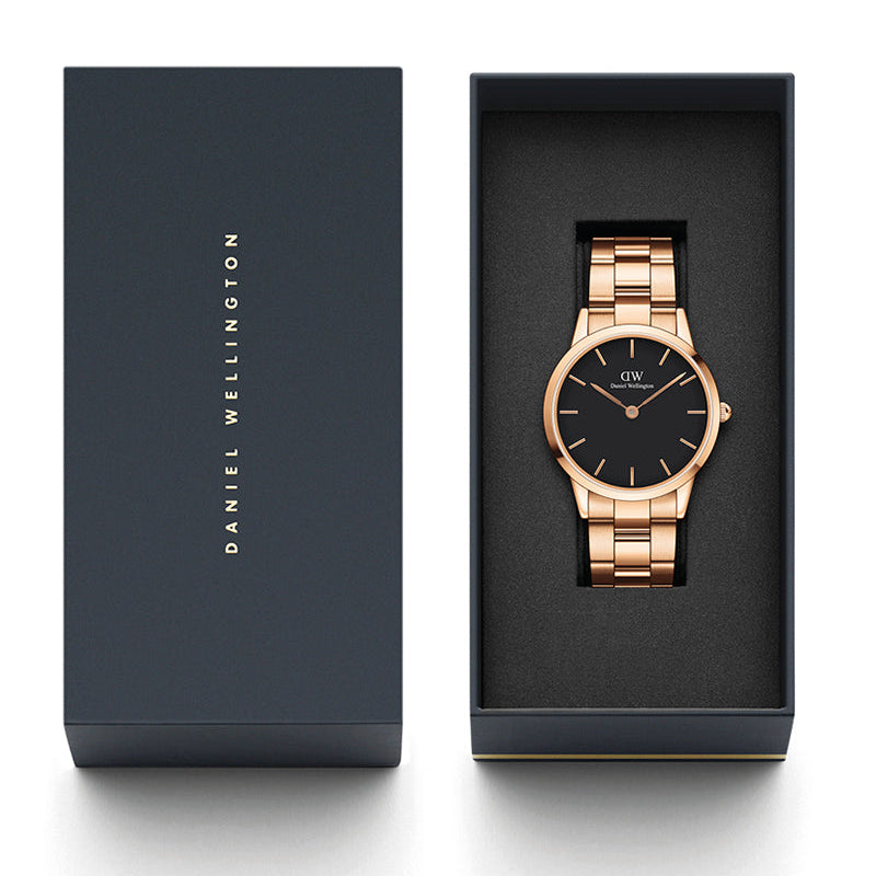  Shop Authentic Daniel Wellington Iconic Link Black Dial Rose Gold Steel Strap Watch For Men - DW00100344 - Luxxuri