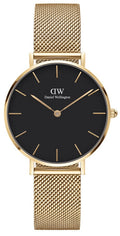  Shop Authentic Daniel Wellington Classic Petite Black Dial Gold Mesh Bracelet Watch For Women - DW00100347 - Luxxuri