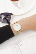  Shop Authentic Daniel Wellington Classic Petite White Dial Gold Mesh Bracelet Watch For Women - DW00100348 - Luxxuri