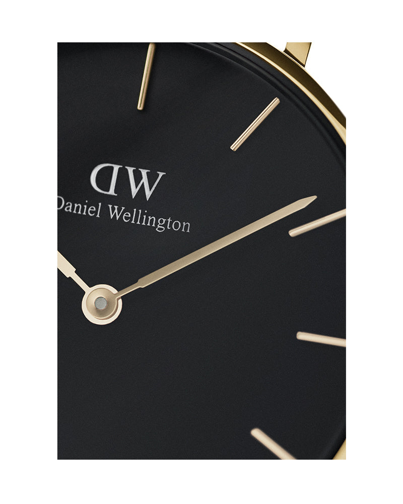  Shop Authentic Daniel Wellington Classic Petite Evergold Black Dial Gold Mesh Bracelet Watch For Women - DW00100349 - Luxxuri