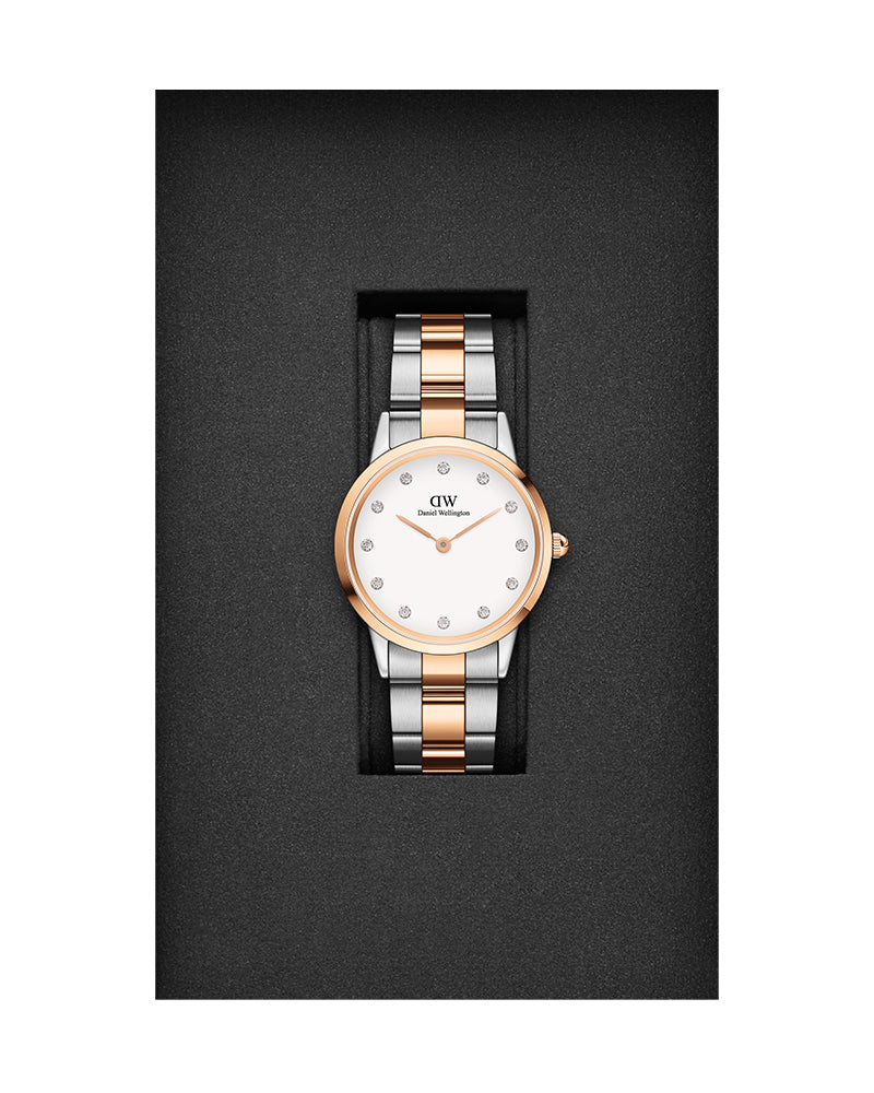  Shop Authentic Daniel Wellington Iconic Link White Dial Two Tone Steel Strap Watch For Women - DW00100359 - Luxxuri