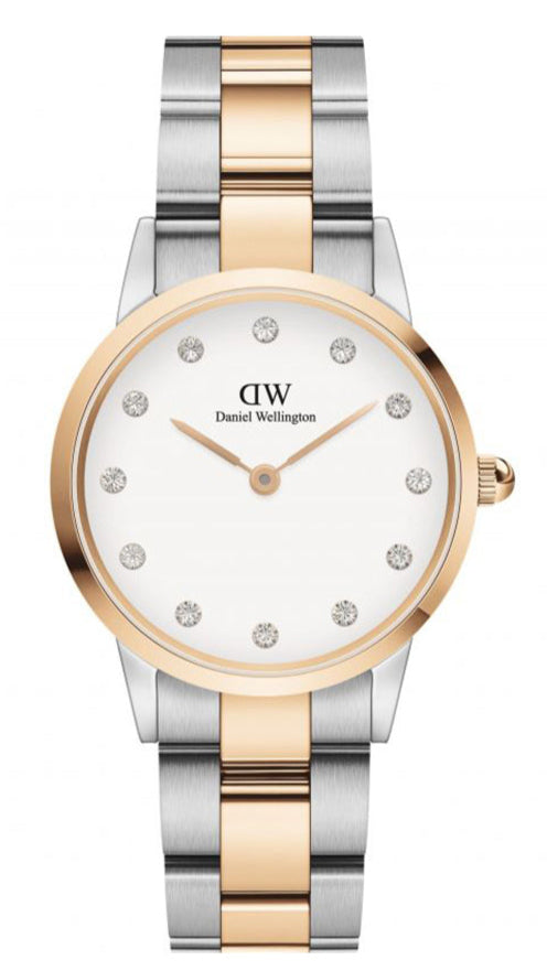  Shop Authentic Daniel Wellington Iconic Link White Dial Two Tone Steel Strap Watch For Women - DW00100358 - Luxxuri