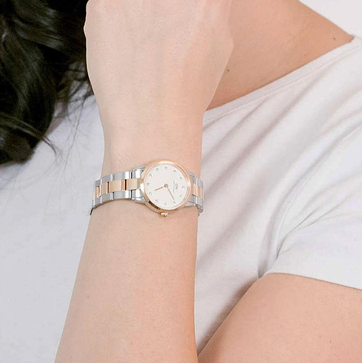  Shop Authentic Daniel Wellington Iconic Link White Dial Two Tone Steel Strap Watch For Women - DW00100358 - Luxxuri