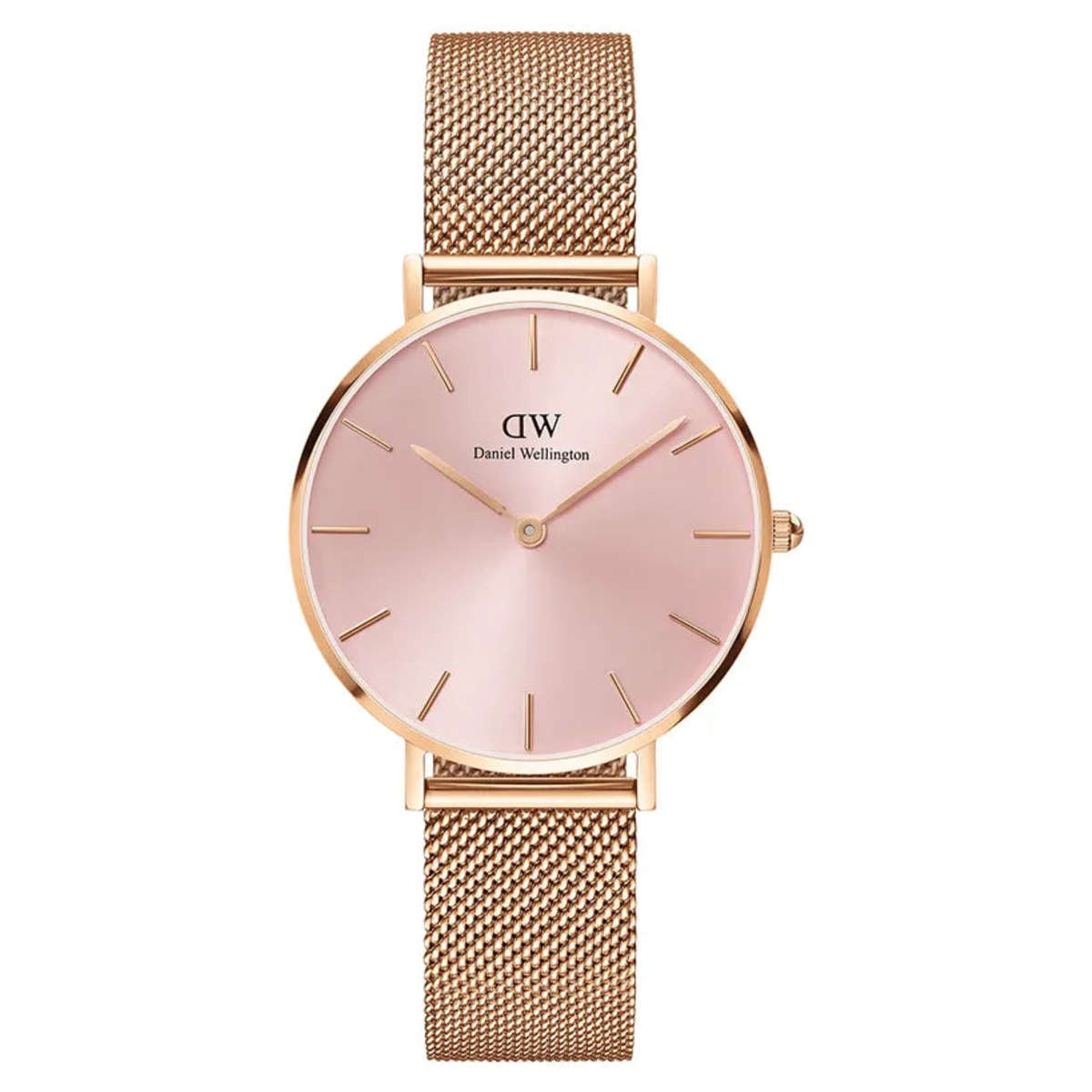  Shop Authentic Daniel Wellington Petite Melrose Pink Dial Rose Gold Mesh Strap Watch For Women - DW00100367 - Luxxuri