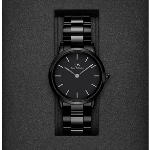  Shop Authentic Daniel Wellington Iconic Link Ceramic Black Dial Black Steel Strap Watch For Women - DW00100414 - Luxxuri