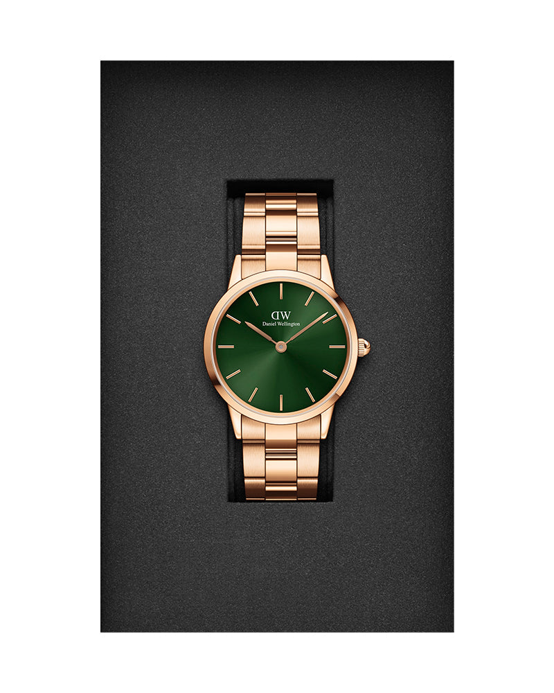  Shop Authentic Daniel Wellington Iconic Link Emerald Green Dial Rose Gold Steel Strap Watch For Women - DW00100419 - Luxxuri