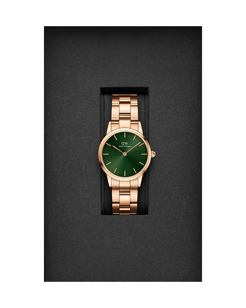  Shop Authentic Daniel Wellington Iconic Link Emerald Green Dial Rose Gold Steel Strap Watch For Women - DW00100421 - Luxxuri