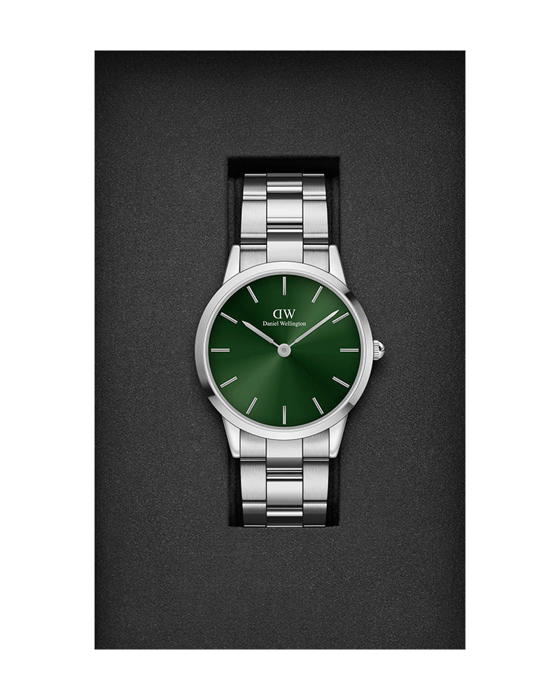  Shop Authentic Daniel Wellington Iconic Link Emerald Green Dial Silver Steel Strap Watch For Men - DW00100427 - Luxxuri