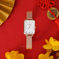  Shop Authentic Daniel Wellington Quadro Melrose White Dial Gold Mesh Strap Watch For Women - DW00100431 - Luxxuri